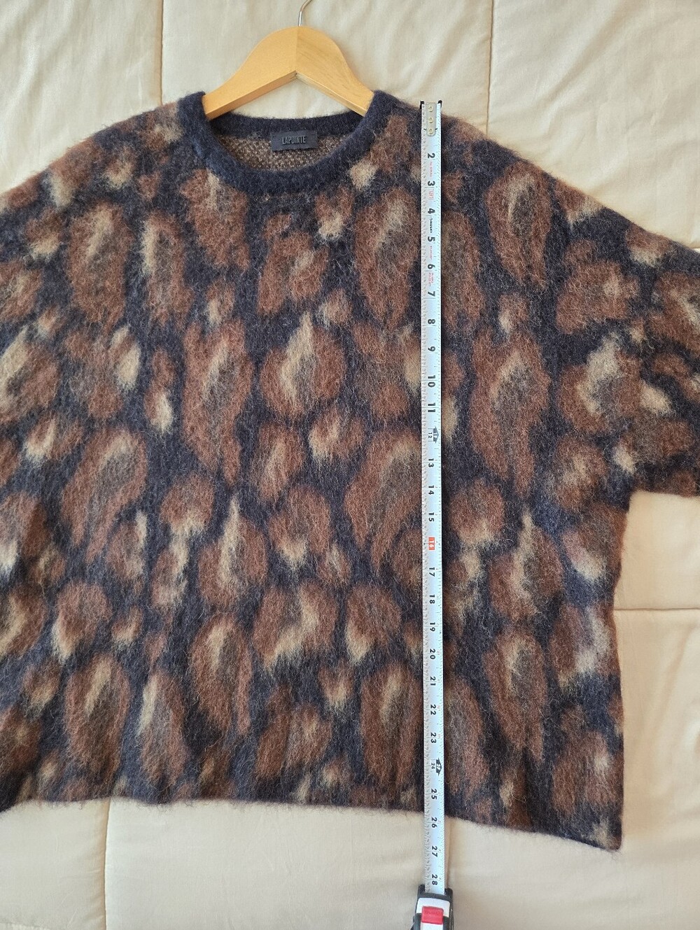LAPOINTE Oversized Leopard Jacquard Crewneck Sweater XS / S Mohair Alpaca - Picture 11 of 11